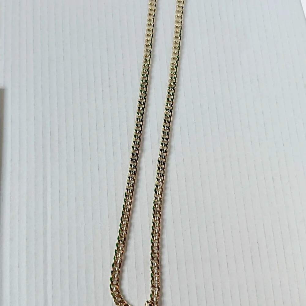 New Italian laminated gold chin 24” ‎ with San Benito crucifix /Crystals for men